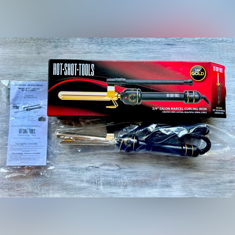 Hot Shot Tools 3/4” Salon Marcel Curling Iron 24K GOLD